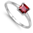 thumbnail image 4 of CHOOSE YOUR COLOR Princess-Cut Plain Simulated Garnet Ring 925 Sterling Silver Band Red CZ Female Size 8, 4 of 4