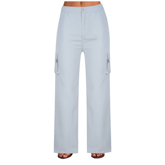 Gaecuw Cargo Pants Women Baggy Palazzo Pants Plus Size Regular Fit Long Pants Lounge Trousers Sweatpants Loose Baggy Yoga Pants Mid Waisted Summer Ankle Length Workout Pants with Pockets Solid Pants