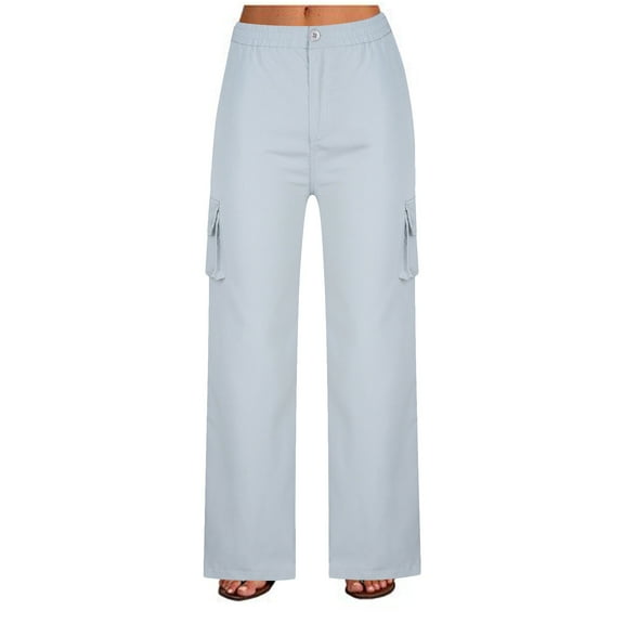 Babysbule Pants for Women Women's Cargo Pants Trousers Work Wear Solid Combat With 6 Pocket Full Pants