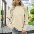 thumbnail image 2 of VISALY Pullover Crewneck Sweatshirt Graphic Sweatshirts Funny Crewneck Sweatshirt Long Sleeve Sweatshirt Fleece Sweater Fall Sweatshirt Oversized Sweatshirt Pullovers Tunic Sweater Beige L, 2 of 6