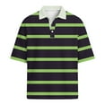 thumbnail image 5 of Dresfit Mens Polo Shirts Short Sleeve Striped Golf Shirts 2026 Summer Collared Waffle Knit Tops Lapel Loose Color Block Business T Shirts M, 5 of 6