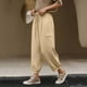 thumbnail image 5 of Pantalones de Lino Mujeres Color Sólido Cintura Elástica Pantalones de Ropa de Trabajo Casual Longitud Del Tobillo Verano, 5 of 8
