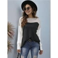 thumbnail image 4 of Women'S Oversized Colorblock Sweater - Crew Neck Rib-Knit Drop Shoulder Long Sleeve Pullover Top, 4 of 7