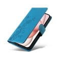 thumbnail image 5 of Designed for iPhone 15 Plus Case Wallet,Women Flip Folio Cover with Butterfly & Flower Embossed PU Leather Stand Credit Card Holders Slots Wrist Strap Shockproof Phone Case,Blue, 5 of 11