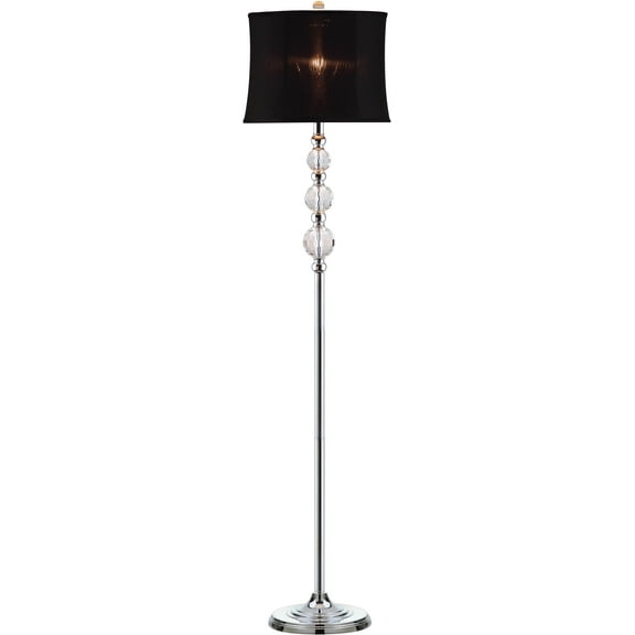 SAFAVIEH Venezia 61 in. Glam Clear Crystal Floor Lamp with Black Cotton/Polyester Shade