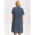 thumbnail image 4 of DARING DIVA Midi Denim Short Sleeve Button Down Tunic Jean Dress M Gray Blue, 4 of 7