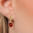 thumbnail image 3 of Gem Stone King 14K Yellow Gold Red Garnet and Lab Grown Diamond Earrings for Women | 5.05 Cttw | Gemstone January Birthstone | Round 8MM, 3 of 6