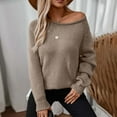 thumbnail image 2 of Wdgfv Women's Pullover Sweater Women's Solid Color Rollover Sweater Loose Fit Knitted Top Round Neck Autumn Winter Casual Fashion Soft Comfortable Cozy, 2 of 9