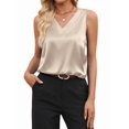 thumbnail image 3 of Women'S Silk Satin Tank Tops V Neck Casual Camisoles Sleeveless Business Work Blouses Dressy Summer Shirts S, 3 of 8