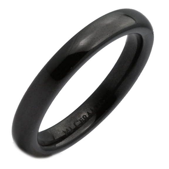 Metals Jewelry 3mm Beautiful Black Ceramic Wedding Ring Classic High Polished Band Size 9.5