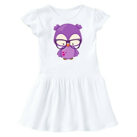 

Inktastic Valentine s Day Owl Purple Owl Glasses Hearts Gift Baby Girl Dress