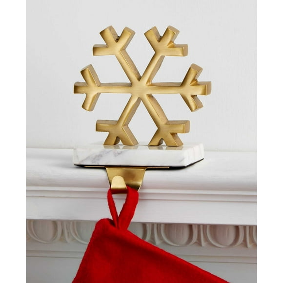 Holiday Lane Gold-Tone Snowflake Stocking Holder with Marble Base