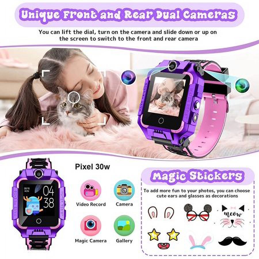 4G Kids Smart Watch for Boys Girls, Liftable Waterproof Safe Smartwatch  Phone with 360° Rotatable GPS Tracker Calling SOS Camera WiFi for Kids  Children Students Ages 3-12 Birthday Gifts, Red 