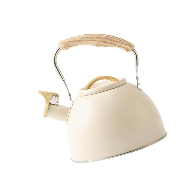 Bouilloire Sifflante Portable 3L Grande Capacité Bouilloire de Randonnée Bouilloire de Randonnée Théière Bouilloire Beige