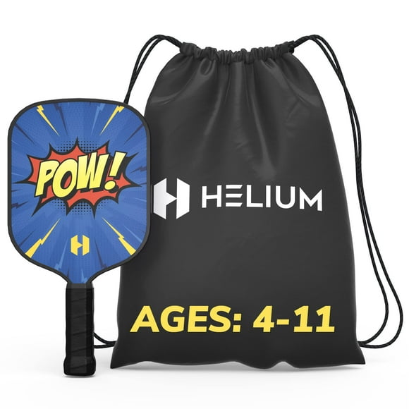 Helium Pickleball Paddle for Kids - child Size Paddle for children Under 12, Lightweight Honeycomb core, graphite Strike Face, Pickleball Paddle & Drawstring Bag - POW