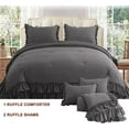 thumbnail image 2 of D.N.G. BEDDINGS 5 Piece Luxury 5 Inch Two Layer Ruffle Comforter Set Premium Super Soft, 800 TC, 100% Egyptian Cotton, Super Soft, Oversized Super King Size Dark Grey Color, 2 of 7