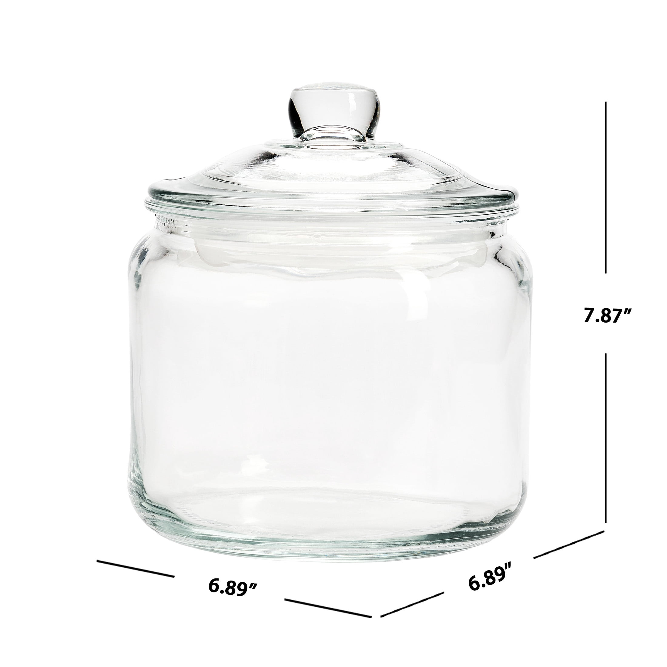 Mainstays Clear Glass Storage Jar with Lid, 3 Quarts