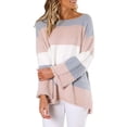 thumbnail image 4 of Vedolay Cropped Sweater Women's 2023 Lantern Long Sleeve Crewneck Casual Solid Color Ribbed Pullover Sweater,Pink XXL, 4 of 4