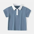 thumbnail image 2 of KAUOD Short Sleeved Lapel T Shirt for Boys School Stand Up Collar Solid Color Casual Top Outdoor Wear Sport Tees, 2 of 7