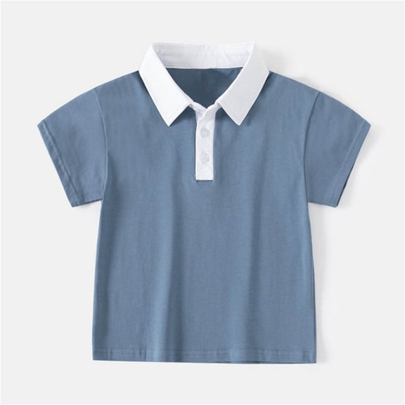 Dyfzdhu Children Summer T-shirt Short Sleeved Stand Up Collar Solid Color Top Casual Going Out for Boys Girls