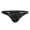 thumbnail image 2 of HUPOM Mens Underwear Boxer Briefs Male Thongs Low waist Drop Waist Printed Thong Black M, 2 of 3