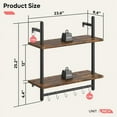 thumbnail image 2 of 24" Floating Kitchen Shelves Wall Mounted 2 Tier Coffee bar Shelves with 8 Hooks, Industrial Wall Shelf for Kitchen, Living Room Bedroom, Rustic Brown, 2 of 8
