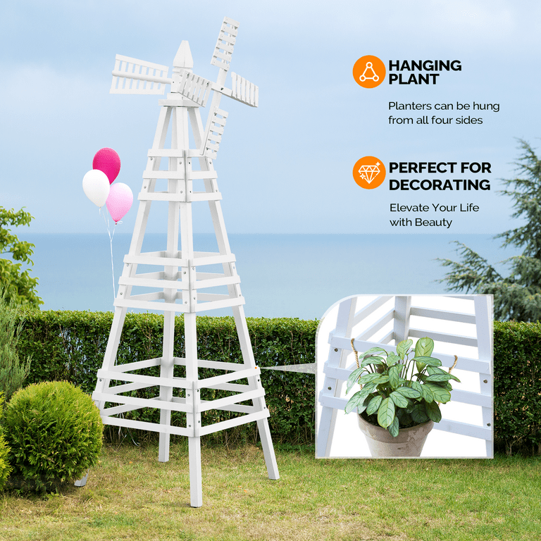 Ktaxon 6.6FT Wood Windmill Backyard Garden Decoration Weathervane