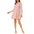 thumbnail image 5 of INSPIRE CHIC Women's Valentine's Day Dress Long Sleeves Turn Down Collar Button Floral Mini Shirt Dresses L Pink, 5 of 7