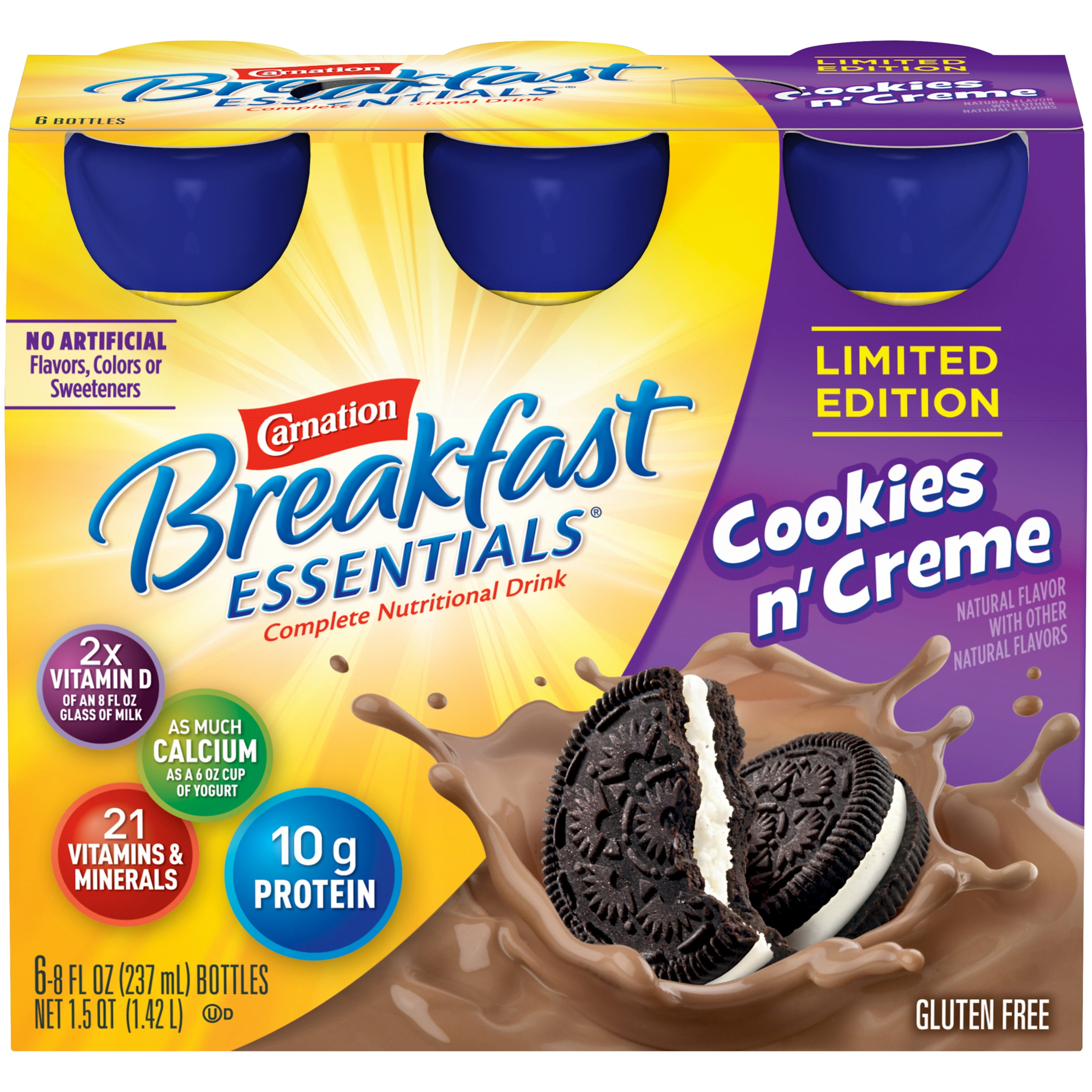CARNATION BREAKFAST ESSENTIALS Cookies n' Creme 68 fl. oz. Bottles