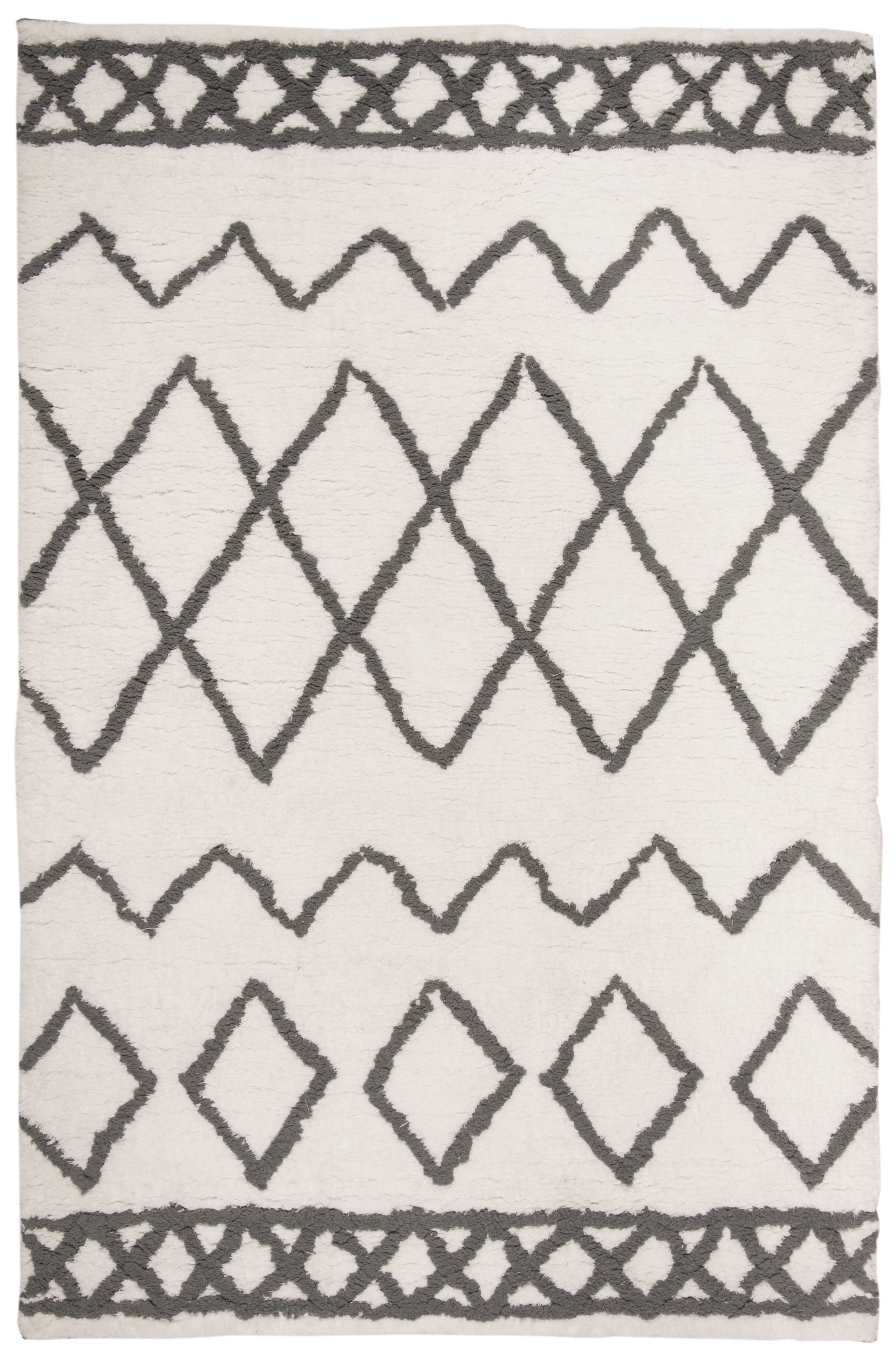 SAFAVIEH Equinox Erica Abstract Polyester Shag Area Rug, Cream/Grey, 5' x 8'