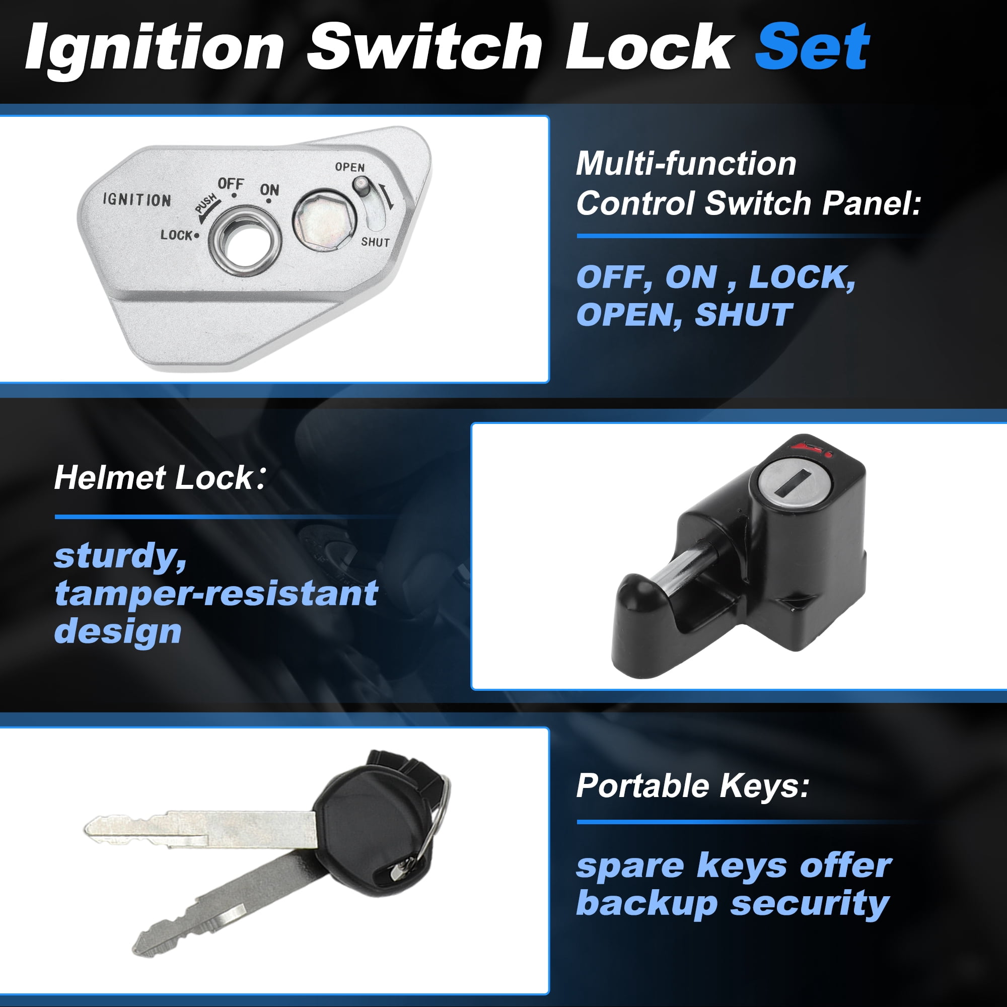 Unique Bargains Motorcycle Ignition Switch for Hawk 250 and TBR7 with Lock Cylinder 5Pcs