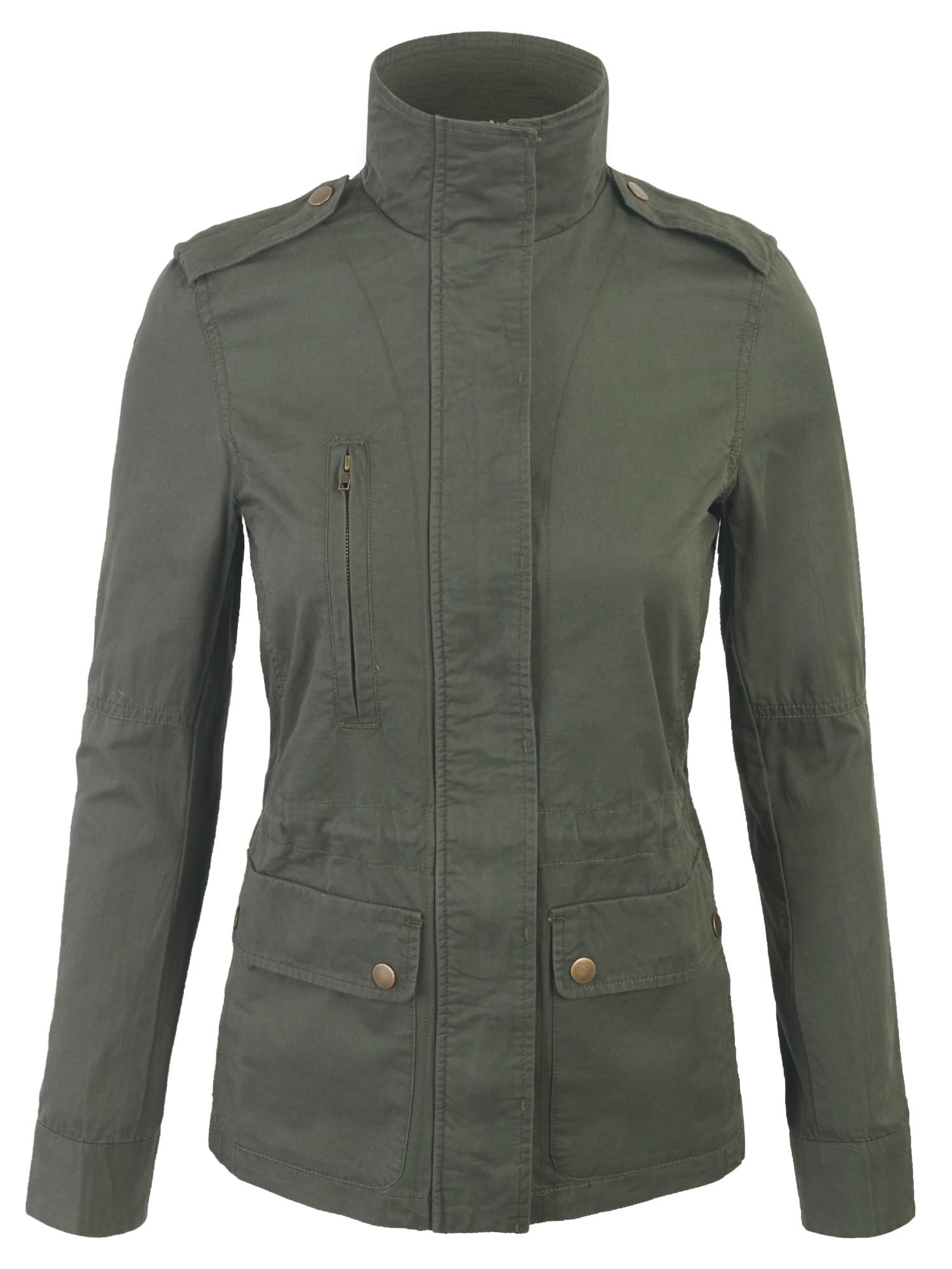 Womens Zip Up Military Anorak Safari 