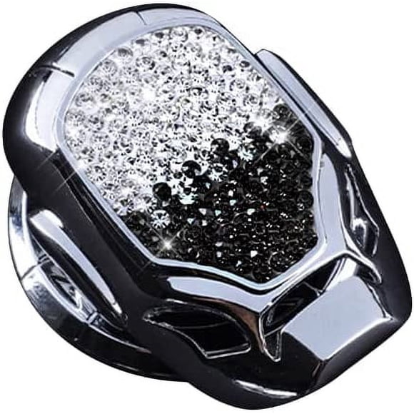 Cubierta para botón de arranque de coche Bling Bling, color plateado y negro, rotación de 150°, universal, accesorio para coche