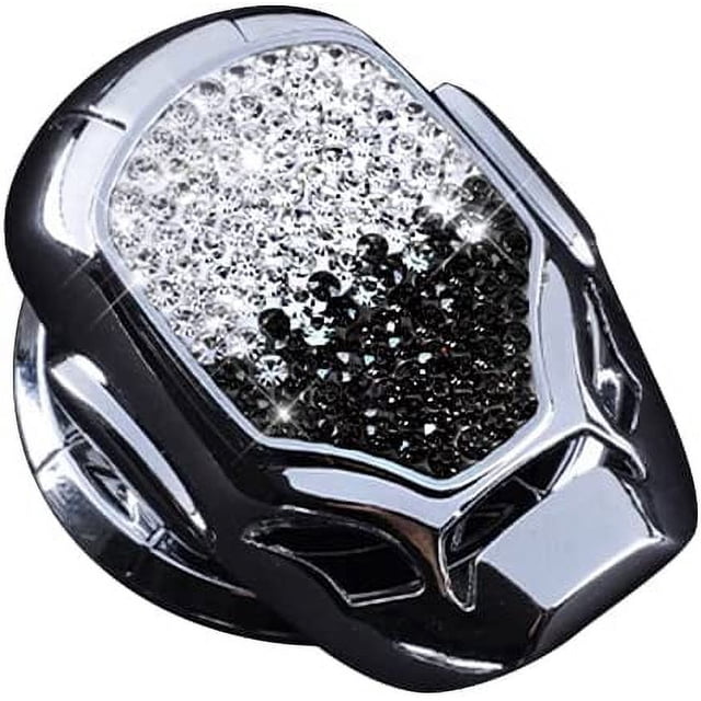 Cubierta para botón de arranque de coche Bling Bling, color plateado y negro, rotación de 150°, universal, accesorio para coche