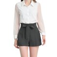thumbnail image 1 of Unique Bargains Short en Papier à Taille Haute avec Nœud Papillon pour Femme Gris Foncé m, 1 of 6
