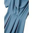 thumbnail image 5 of Plus Size Womens Dusty Blue A-Line Dress With Shawl Collar And Short Sleeves For Office Or Formal Events, 5 of 5