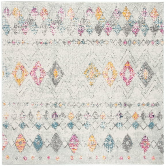 SAFAVIEH Madison Hannah Geometric Area Rug, Grey/Gold, 5'3" x 5'3" Square