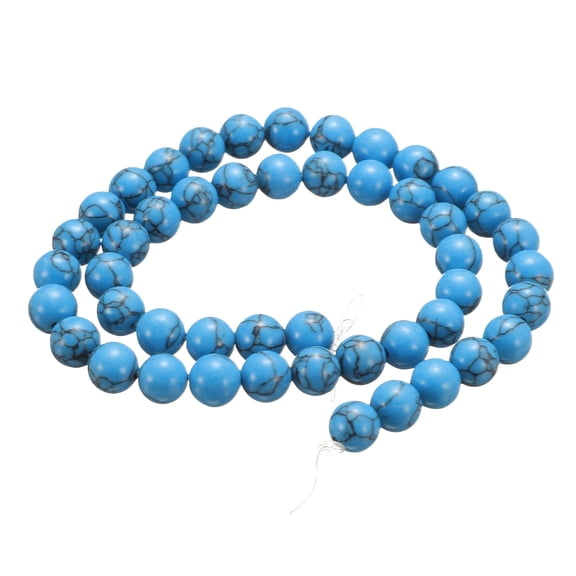Uxcell 100pcs Natural Stone Beads 8mm Blue Turquoise Round Gemstone Stone Loose Beading Real Genuine Smooth Balls Bead for Jewelry Making Bracelets Necklace Earrings DIY