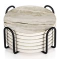 thumbnail image 1 of Juego de posavasos LIFVER Marble Ceramic con soporte de 4 pulgadas, paquete de 6, 1 of 8