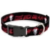 Warner Bros. Horror Movies Pet Collar, Dog Collar Plastic Buckle, It Chapter Two Pennywise Face Come Back and Play Black Reds, 7 to 8.5 Inches 0.5 Inch Wide