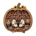 thumbnail image 2 of YAMB 2D Layered Wooden Pumpkin Ghost Ornament, Dimensional Cutout Tabletop Decor with Detachable Stand, Cute Spooky Style Decoration with Ghost & Black Cat Scene for Bedroom Home Display, 2 of 8