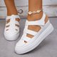 thumbnail image 2 of Bmisegm 2024 Summer Women's Wedge Heel Thick Sole with Elevated Hollow Out Fashion Sports Sandals Womens Sandals Summer White 8, 2 of 8