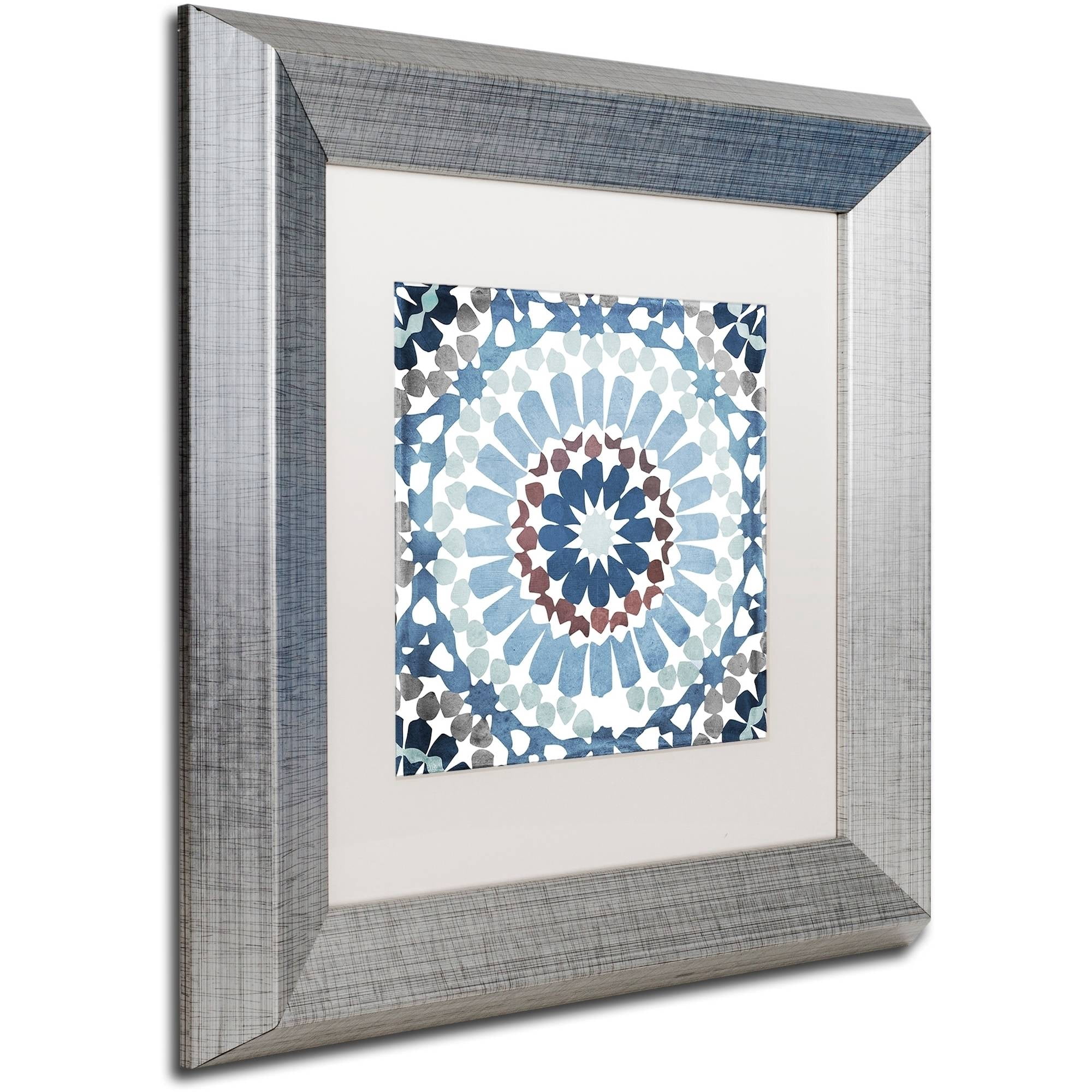 Trademark Fine Art "Moroccan Blues IV" Canvas Art by Color Bakery White Matte, Silver Frame