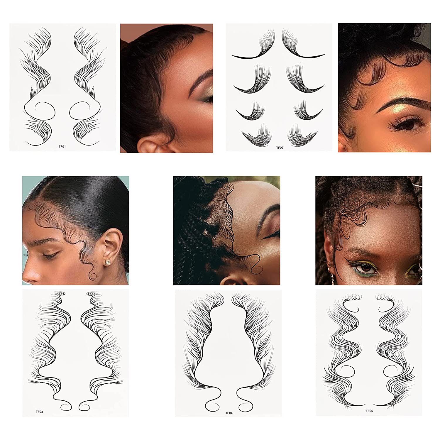 5Pcs Baby Hair Tattoo Stickers,Temporary Edge Tattoo Curly Hair, Tattoo  Baby Hair,DIY Hairstyling Hair Tattooing Template Hair Stickers， Easy to  Use nd Waterproof | Walmart Canada