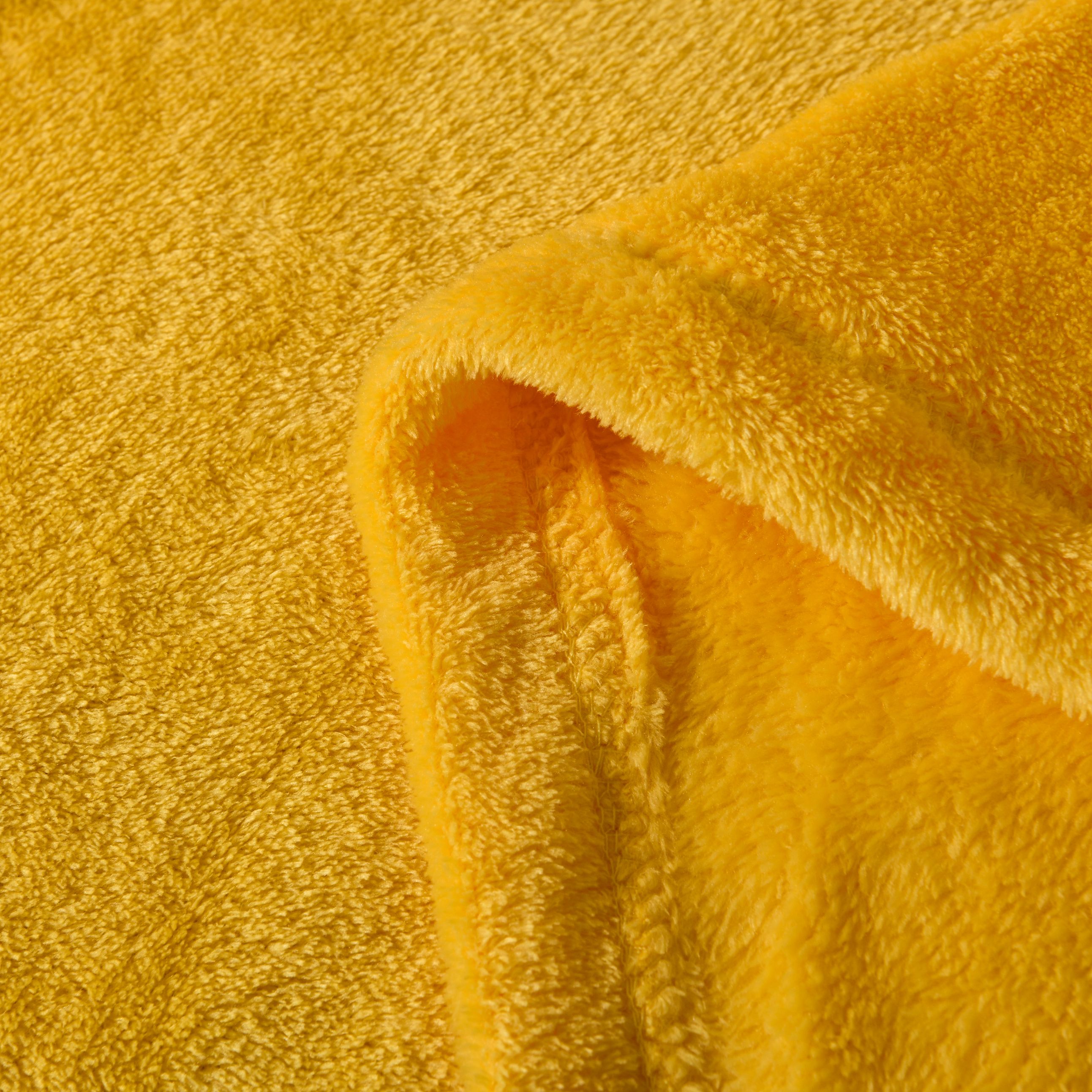 Mainstays Oversized Plush Throw with Poms, Sunray Yellow, 50