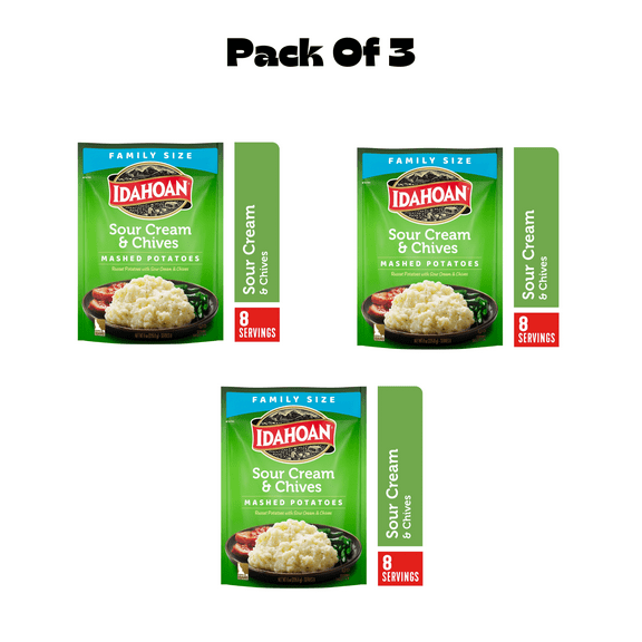 Idahoan Sour Cream & Chives Mashed Potatoes Family Size , 8 oz(PACK OF 3)