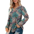 thumbnail image 4 of KISSMODA Women's Long Sleeve Comfy V-Neck Blouse & Tunic Tops, S-2XL, 4 of 4