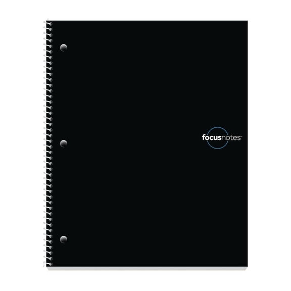 Oxford FocusNotes 1 Subject Notebook, Cornell Note Taking System, 11x9 Inches White Paper, 100 Sheets, Cue Column Notes Summary Sections, Black