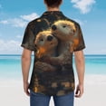 thumbnail image 3 of Lsque Adorable Otter Pair Hug pattern Hawaiian Shirt for Men, Unisex Summer Beach Casual Short Sleeve Button Down Shirts-X-Large, 3 of 9