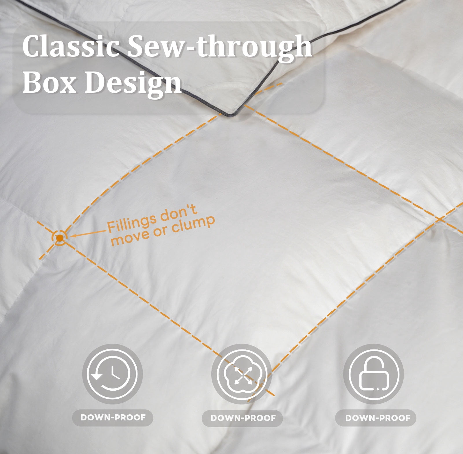 DOWNFORT Luxury High Fill Power Feather Down Comforter Twin Size, Fluffy Duvet Insert, Ultra Soft 100% Cotton Cover, All Season Hotel Comforter, 68"x90"